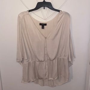 Forever 21 cream satin button down blouse